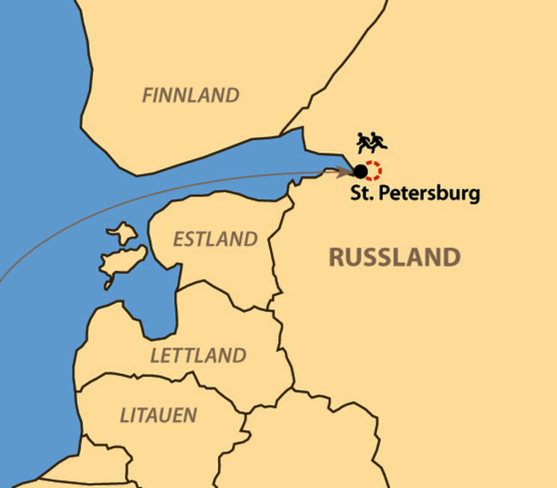 Karte: White Nights Marathon in St. Petersburg