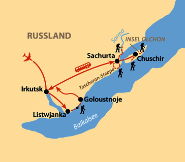 Karte: Baikal – Winterfaszination Baikalsee: Westufer und Insel Olchon