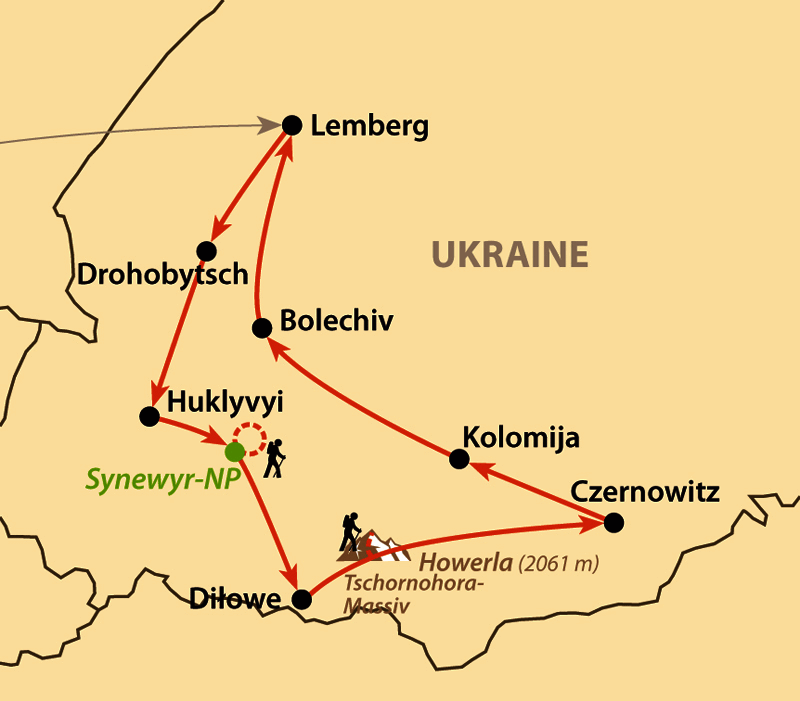 Karte: Unterwegs in der West-Ukraine