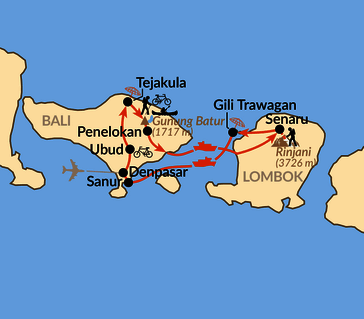 Karte: Bali und Lombok aktiv erleben