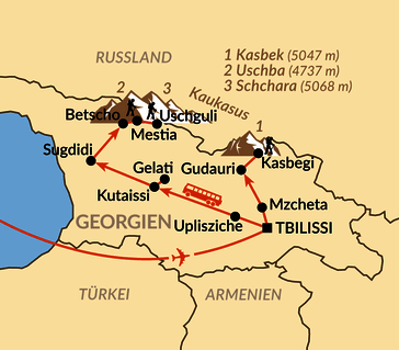 Karte: Wandern im Großen Kaukasus