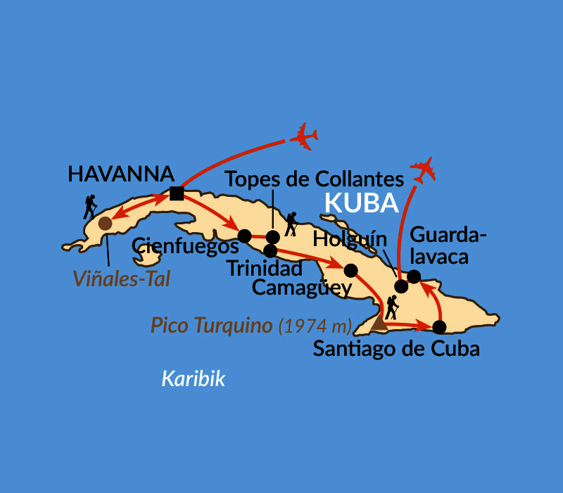 Karte: Kubas Wanderparadiese
