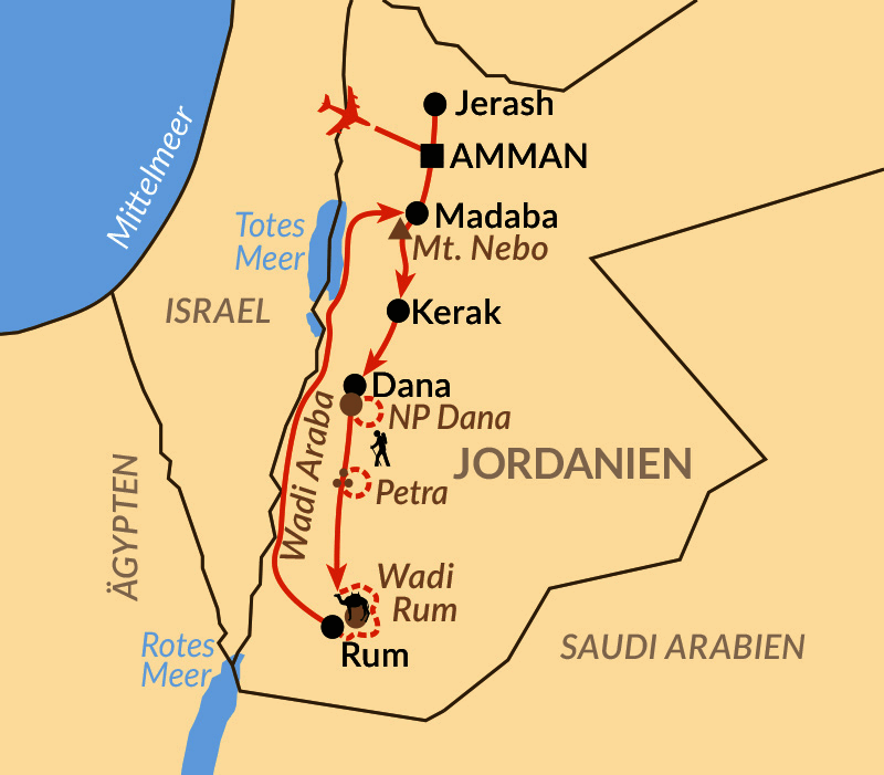 Karte: Kultur und Natur im Königreich Jordanien