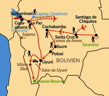 Karte: Höhepunkte Boliviens