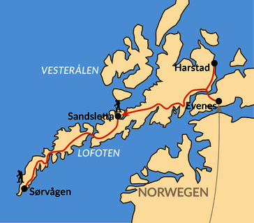 Karte: Wintererlebnis Lappland und Lofoten