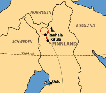 Karte: Mit Backcountryski durch Finnisch-Lappland