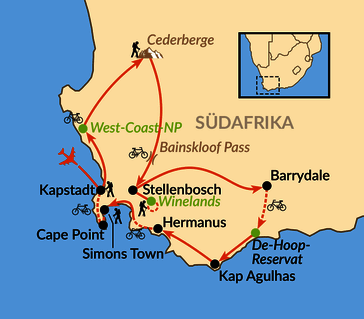 Karte: Outdoor-Paradies Western Cape und Kapstadt
