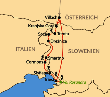 Karte: Über die Julischen Alpen bis zur Adria