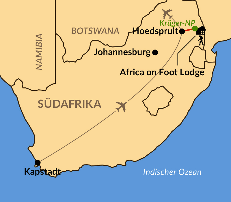 Karte: Individuelle Verlängerung: Safari-Lodge Africa on Foot