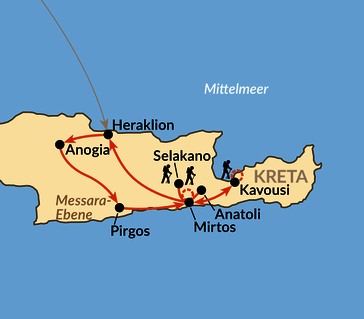 Karte: Kreta slow - unterwegs mit allen Sinnen