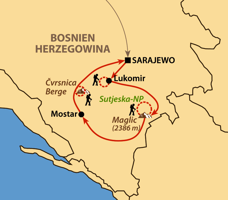 Karte: Bosniens urwüchsige Bergwelt 