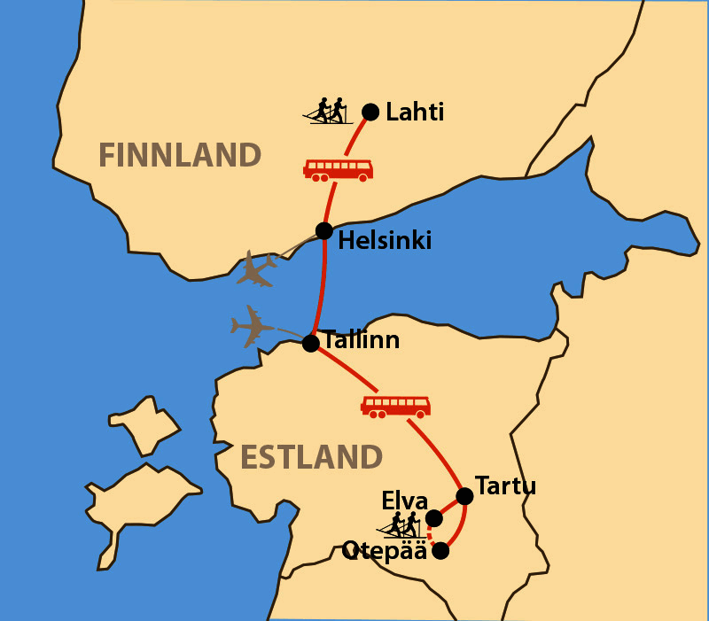 Karte: Kombination Tartu & Finlandia Hiihto 