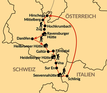 Karte: Alpenüberquerung auf Ötzis Spuren
