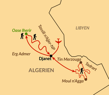 Karte: Traumhaft schöne Sahara – grandiose Felsen und farbenprächtige Sanddünen