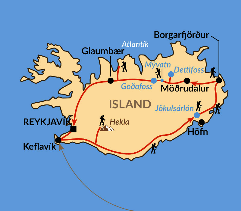 Karte: Rundum Island (mit geheimen Ecken)
