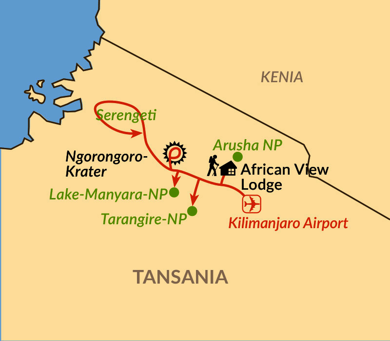 Karte: Serengeti und Co: Auf Ostafrikas berühmtester Safari-Route