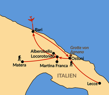 Karte: Genussvoll wandern in Apulien