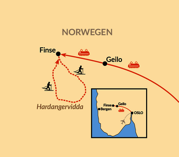 Karte: Mit Fjellski auf der Hardangervidda