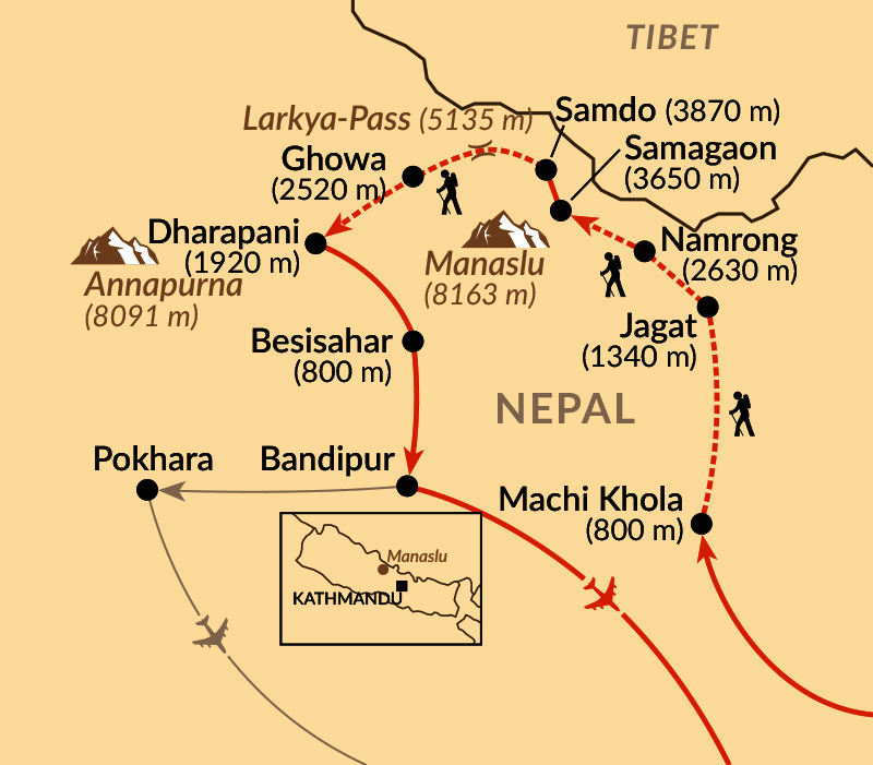Karte: Rund um den Manaslu