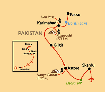 Karte: Im Thronsaal der Berggötter – vom Nanga Parbat nach Hunza