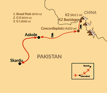 Karte: Ins Herz des Karakorum zum K2 Basecamp