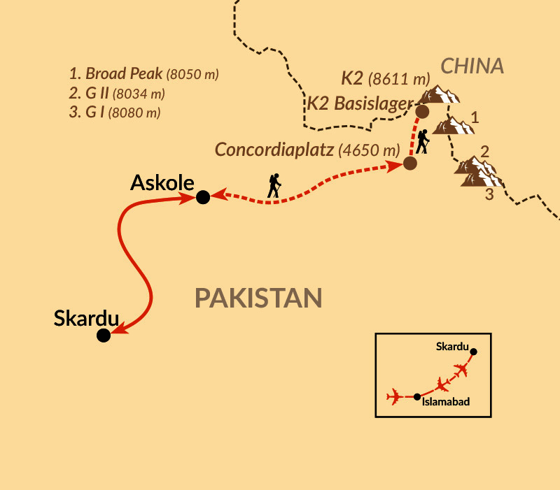 Karte: Ins Herz des Karakorum zum K2 Basecamp