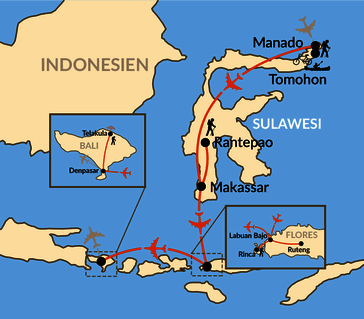 Karte: Sulawesi & Flores – zwischen Vulkanen und Komodowaranen