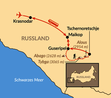 Karte: Kaukasus – Wilder Westkaukasus