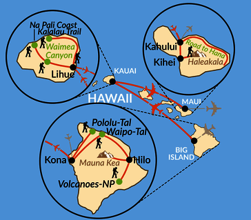 Karte: Hawaii - Vulkaninseln im Südpazifik