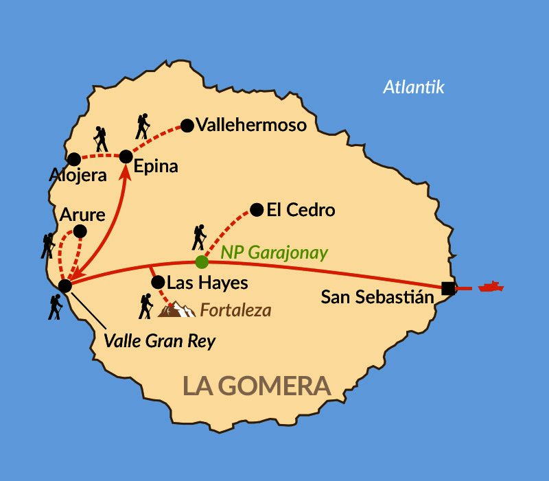 Karte: La Gomera – die schönsten Wanderziele