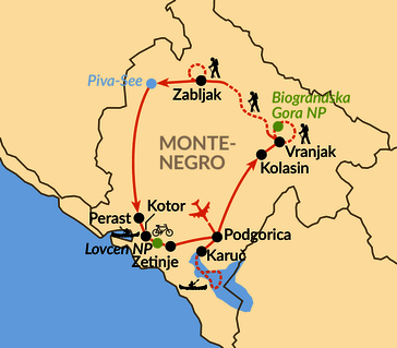 Karte: Multiaktiv in Montenegros Nationalparks