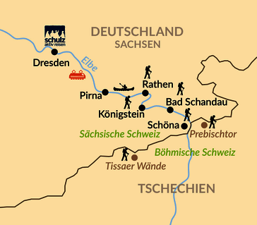Karte: Sächsische Schweiz – Wandern, Entdecken und Staunen