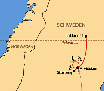 Karte: Aktive Winterwoche in Schwedisch-Lappland