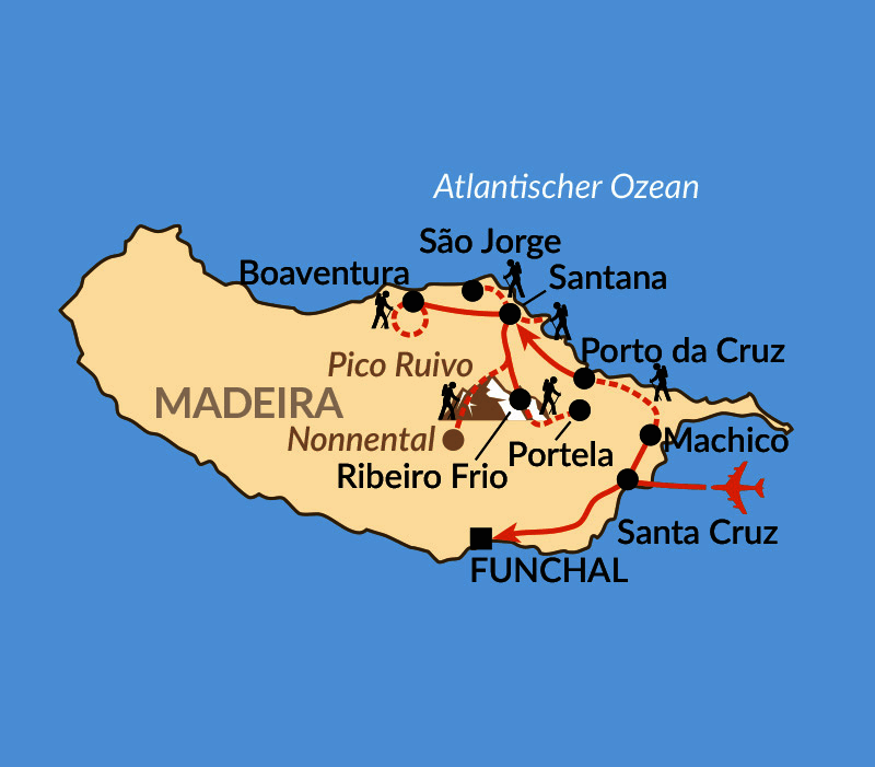 Karte: Das Madeira-Wanderparadies mit Komfort