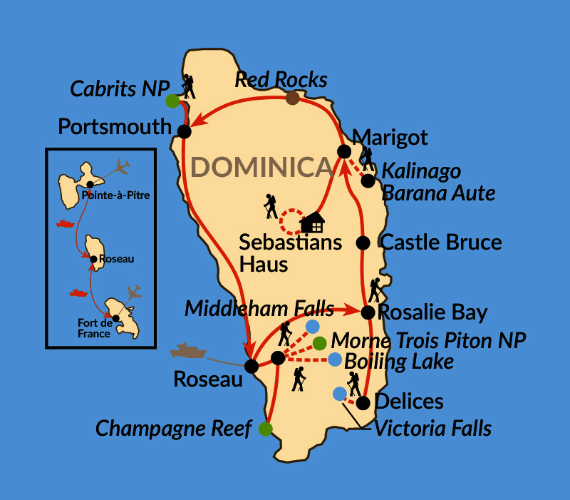 Karte: Dominica – Naturjuwel der Karibik 