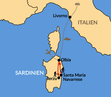 Karte: Sardiniens Transhumanz, Kräuter und Wein - wandern auf der Spur alter Traditionen