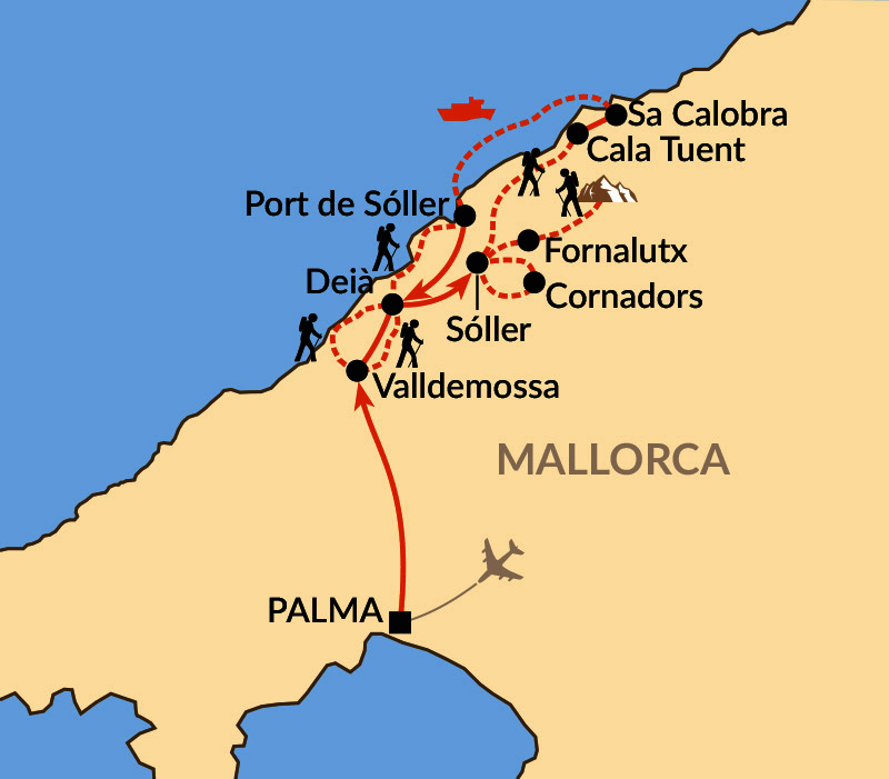 Karte: Mallorca – Berge, Meer, Kulinarik und besondere Wege 