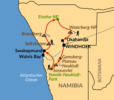 Karte: Namibias Höhepunkte