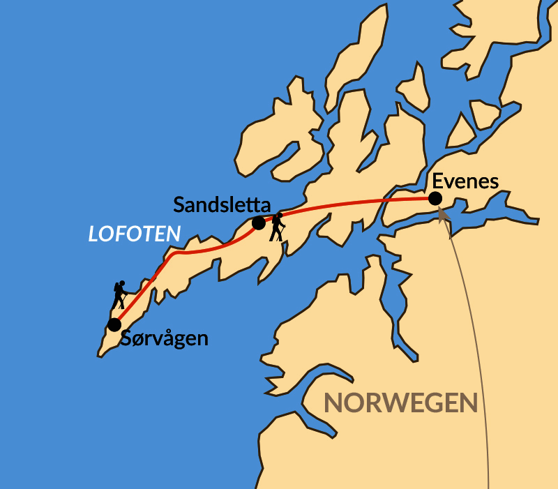 Karte: Indian Summer auf den Lofoten - Faszination Nordlicht