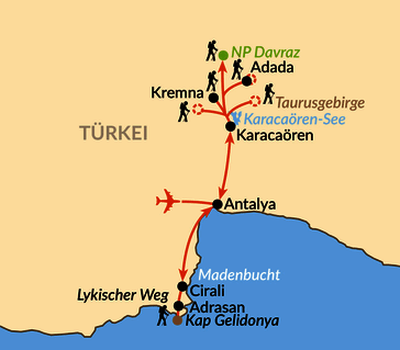 Karte: Wandern im Taurusgebirge und am Lykischen Weg