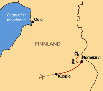 Karte: Mit Huskys auf dem „Bärenpfad“ durch Finnisch-Karelien