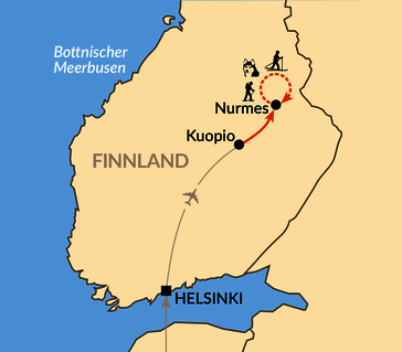 Karte: Aktive Winterwoche in Finnisch-Karelien