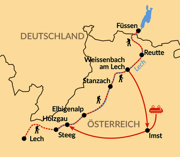 Karte: Unterwegs am Lechweg – Wilder Fluss und Bergpanorama