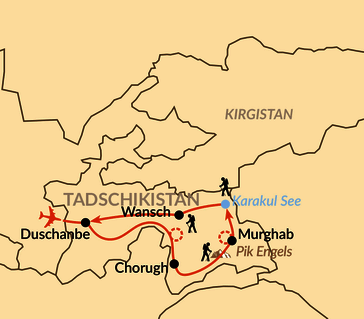 Karte: Vom Pamir Highway ins Himmelsgebirge