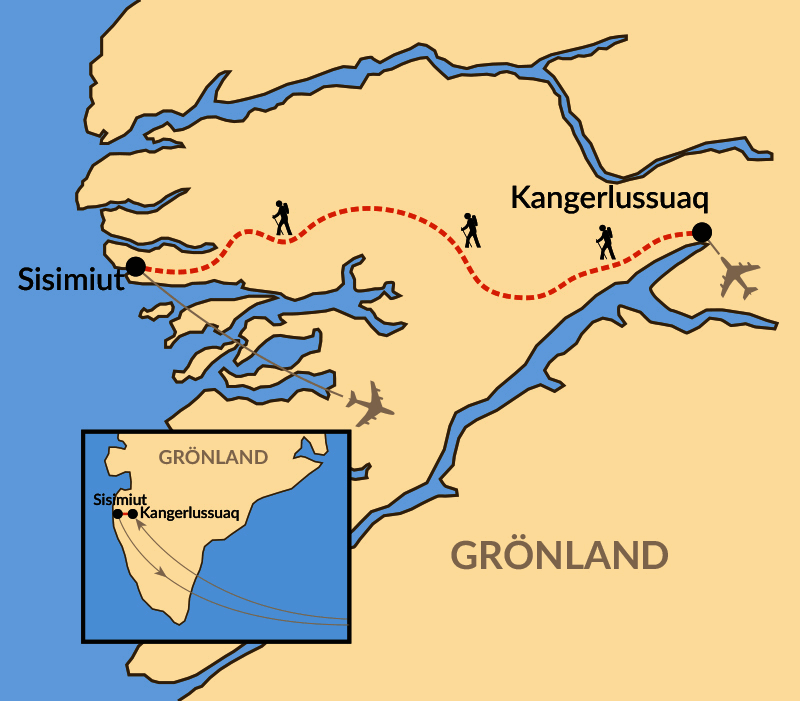 Karte: Wildnistrekking in Westgrönland