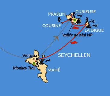 Karte: Wandern und Yoga auf den Seychellen