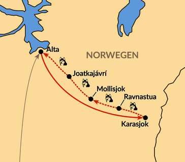 Karte: Mit Huskys über die Finnmarksvidda