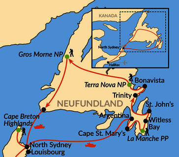 Karte: Neufundland & Nova Scotia