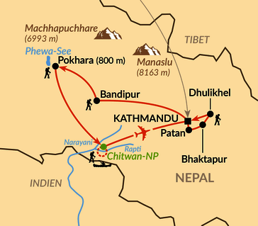 Karte: Nepals Juwelen zwischen Hinduismus und Buddhismus
