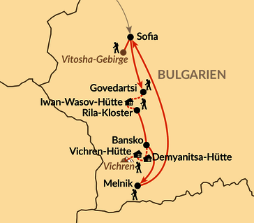 Karte: Bulgariens schönste Hochgebirge